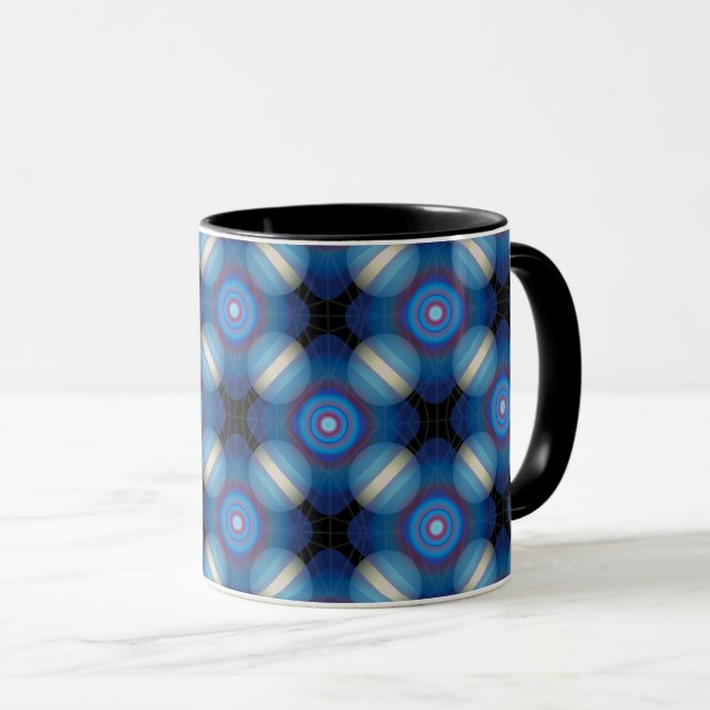 Blue Spacey Geometric Tasse (VorderseiteRechts)