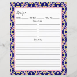Blue Spanish Mediterrane Tile Recipi Binder Page