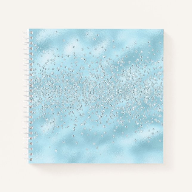 Blue Sparkle Bling Crystals Stilvoll Notizbuch (Vorderseite)