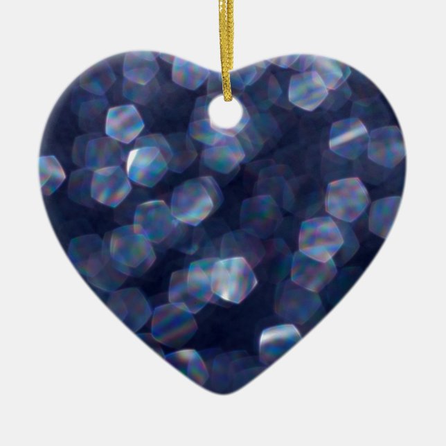 Blue Sparkle Bokeh Lights Keramik Ornament (Vorne)
