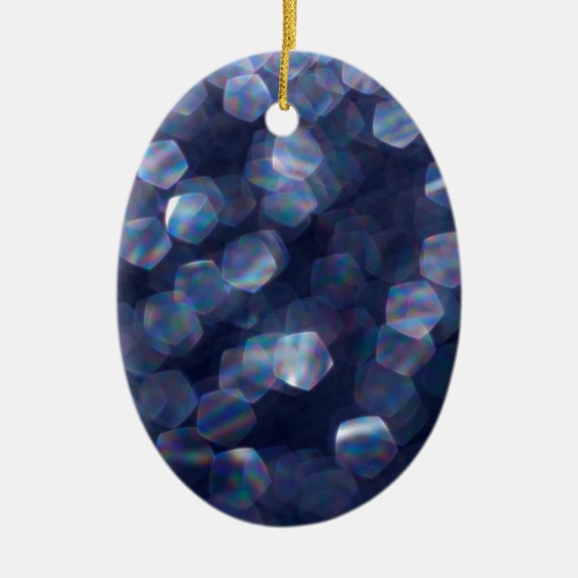 Blue Sparkle Bokeh Lights Keramikornament (Vorne)