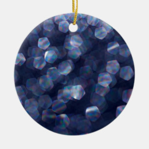 Blue Sparkle Bokeh Lights Keramikornament