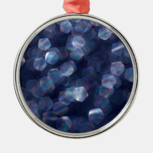 Blue Sparkle Bokeh Lights Silbernes Ornament