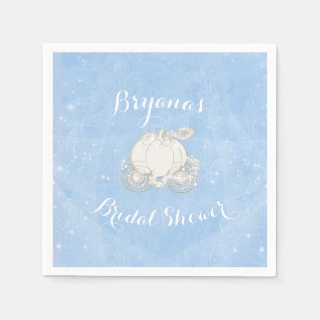 Blue Sparkle Carriage Cinderella Elegantes Party Serviette (Vorderseite)