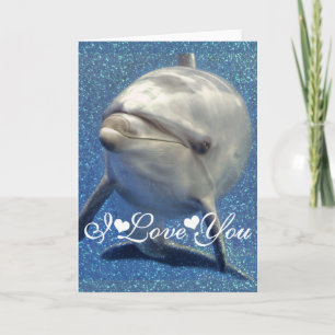 Blue Sparkle Dolphin Photo Image I Love You Karte
