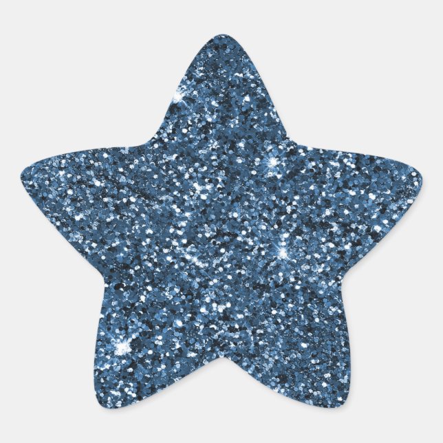 Blue Sparkle Glitzer Stern-Aufkleber (Vorderseite)
