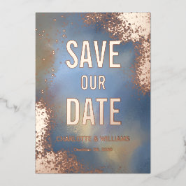 Blue Sparkle Hombre Foto Overlay Save the Date Folieneinladung