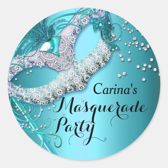 Blue Sparkle Masquerade Party Sticker (Vorderseite)