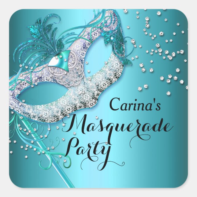 Blue Sparkle Masquerade Party Sticker (Vorderseite)