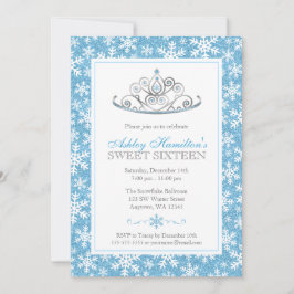 Blue Sparkle Princess Winter Wonderland Sweet 16 Einladung