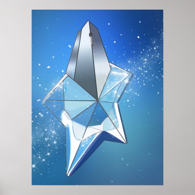 Blue Sparkle Star Parfüm Flasche Glam Poster (Vorne)