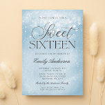 Blue Sparkle Sweet 16 Einladung<br><div class="desc">Dieses moderne,  staubblaue,  süße 16-fach-Einladungs-Programm besticht durch einen trendigen Lichthintergrund und einen eleganten Script-Schriftart. Eine glamouröse Einladung,  dass Sie sich mit den Online-Template-Tools bearbeiten können.</div>