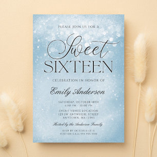 Blue Sparkle Sweet 16 Einladung