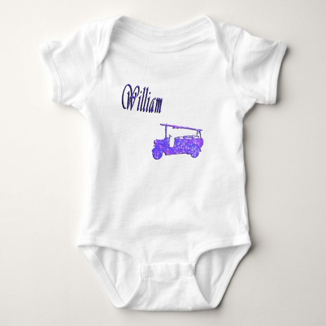 Blue Sparkle William, Name, Logo Baby Strampler (Vorderseite)