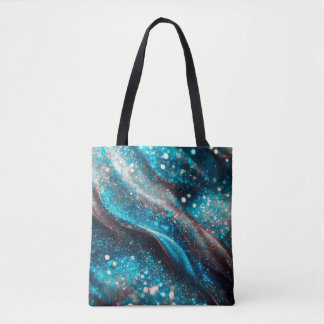 Blue Sparkling Abstrakt Background Shopping Bag