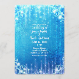 Blue Sparkling Frozen Winter Wonderland Wedding Einladung