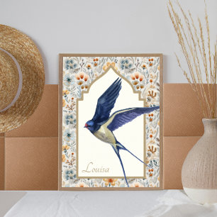 Blue Sparrow Verzierte Wildblume Custom Wall Art Poster