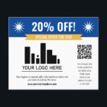 Blue Special Angebot Rabatt für Ihr Logo und QR-Co Flyer<br><div class="desc">Spezieller Flyer für Ihr kleines Unternehmen mit einem blauen Banner oben kombiniert mit einem kleineren gelben Banner und fett-weißen Schriftart. Spezieller Flyer personalisiert mit Ihrem Logo,  QR-Code und individuellem Text.</div>