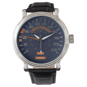 Blue Speedometer auf Dashboard Men Watts Armbanduhr