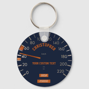 Blue Speedometer auf Dashboard-Schlüsselanhänger Schlüsselanhänger