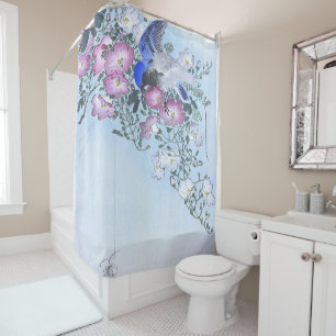 Blue Spider Bird Blume Print Spider Lovers Duschvorhang