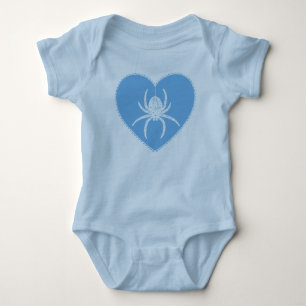 Blue Spider Heart Baby Bodysuit Strampler