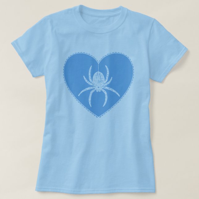 Blue Spider Heart T - Shirt (Design vorne)