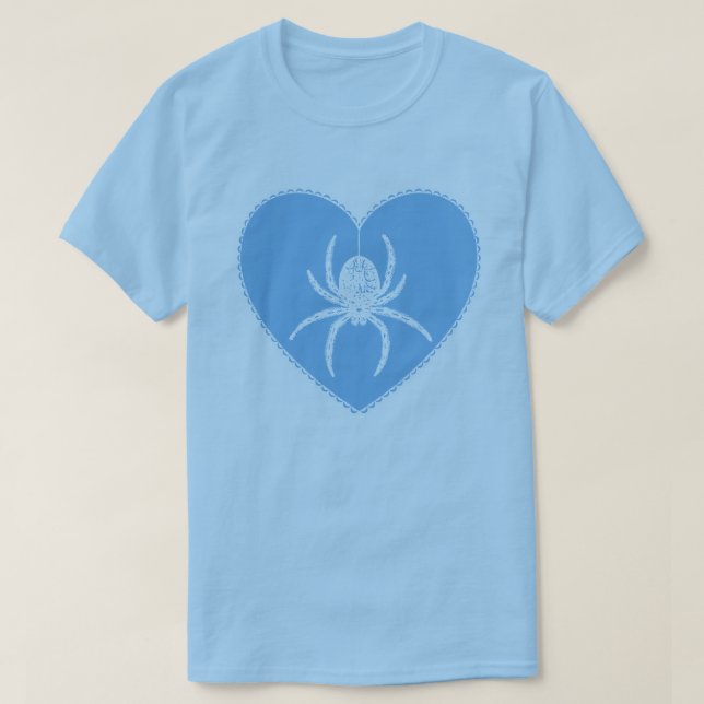 Blue Spider Heart T - Shirt (Design vorne)
