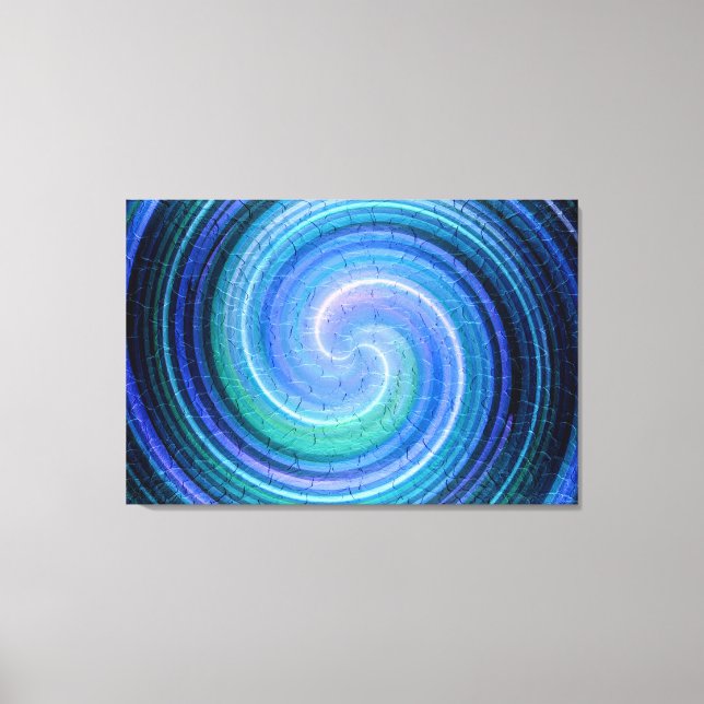 Blue Spiral Abstrakt Art Leinwanddruck (Vorderseite)