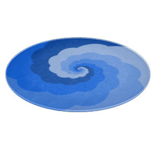 Blue Spiral Clouds Glas Cutting Board Schneidebrett