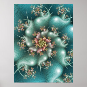 Blue Spiral Fraktal Poster
