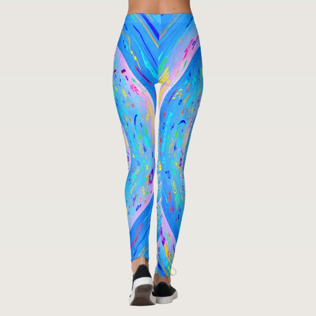 Blue Spiral Funky Abstrakte Leggings (Rückseite)