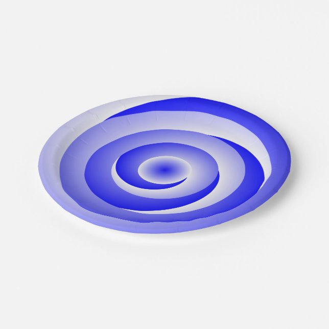 Blue Spiral Illusion von Kenneth Yoncich Pappteller (Schrägansicht)
