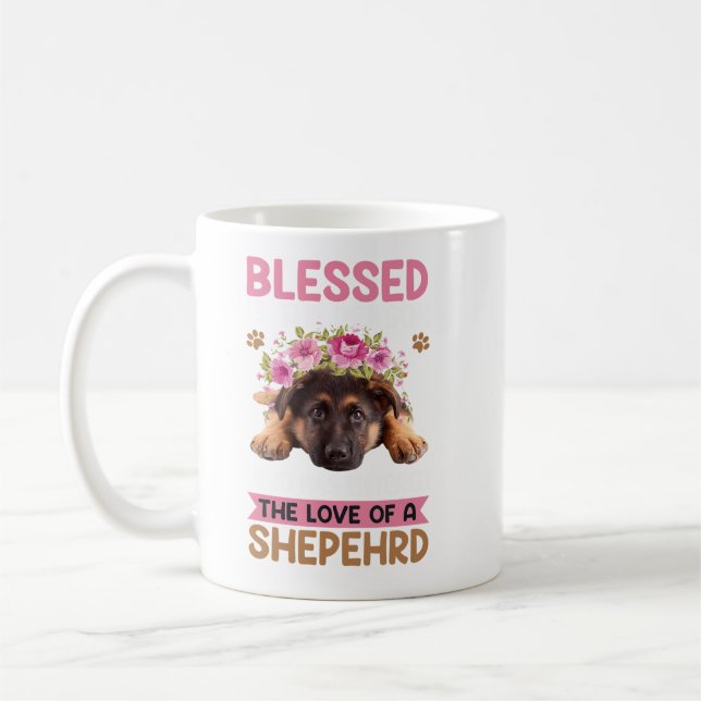 Blue Splash Hipster German Shepard Shepherd. Perfe Kaffeetasse (Links)