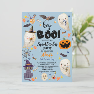 Blue Spooktacular Halloween 1. Geburtstag Einladung