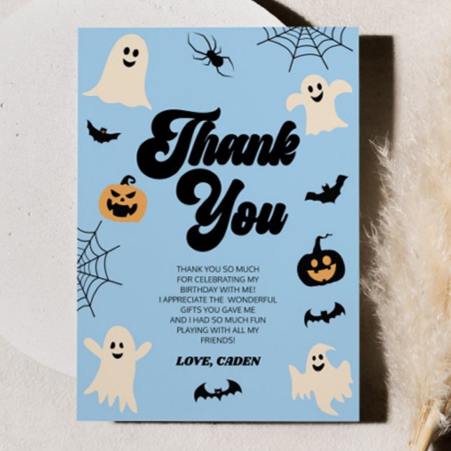 Blue Spooky Ghosts Halloween Party Dankeskarte (Von Creator hochgeladen)