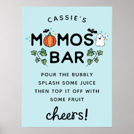Blue Spooky Halloween Baby Dusche Momosa Bar Poster