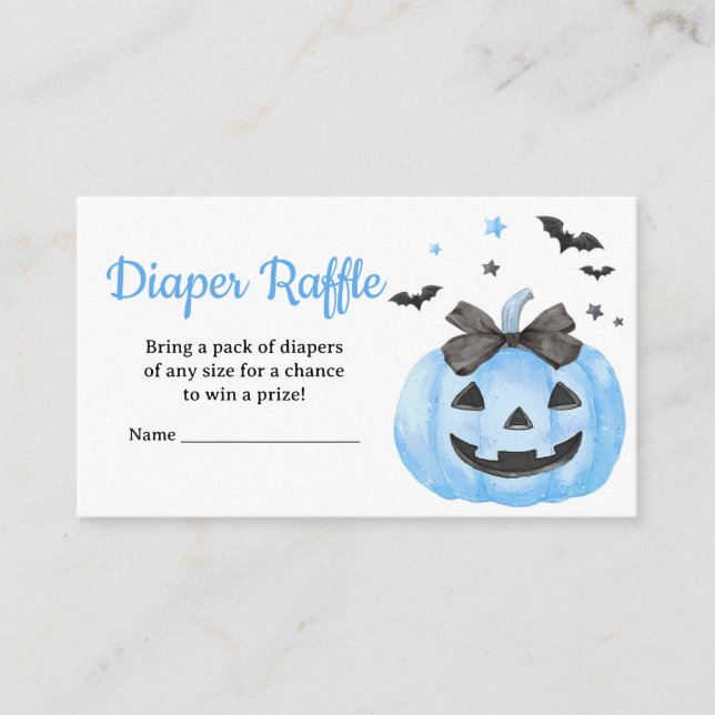 Blue Spooky Little Boo Pumpkin Diaper Raffle Begleitkarte (Vorderseite)