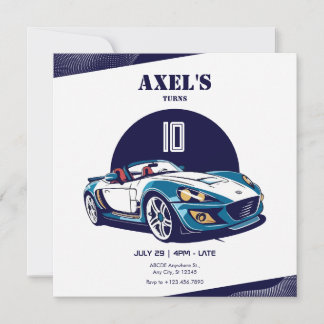 Blue Sport Car Geburtstag Einladung
