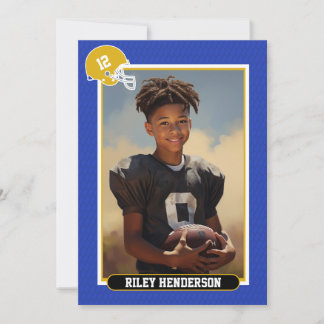 Blue Sport Foto Football Geburtstag Einladung