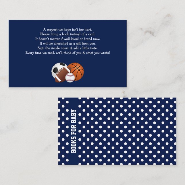 Blue Sports Baby Showbücher für Baby Enclosure C Begleitkarte (Vorne/Hinten)