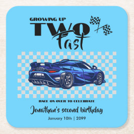 Blue Sports Car wächst bis zum 2. Geburtstag Rechteckiger Pappuntersetzer