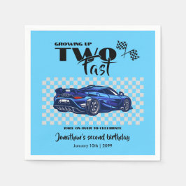 Blue Sports Car wächst bis zum 2. Geburtstag Serviette