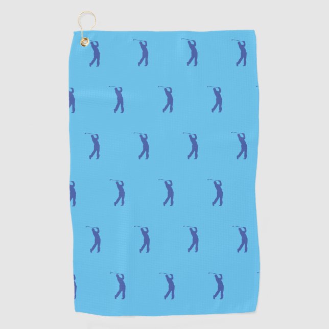 Blue Sports Golfer Silhouette Golf Handtuch (Vorderseite)