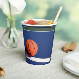 Blue Sports Party Court & Basketball Pappbecher