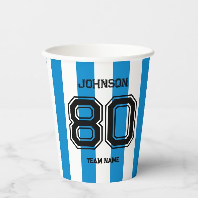 Blue Sports Team Individuelle Name Number Team Gam Pappbecher (Vorderseite)