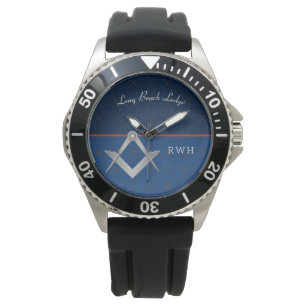 Blue Sporty Monogram Masonic Watch Armbanduhr