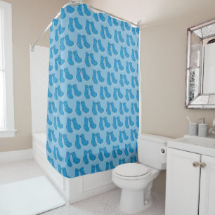 Blue Spotty Wellies Stiefts Quirky Muster Duschvorhang