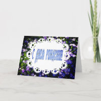 Blue Spring Flowers & Lace Russian Happy Birthday