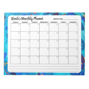 Blue Sprinkle Abstrakt Monthly Calendar Notepad Notizblock